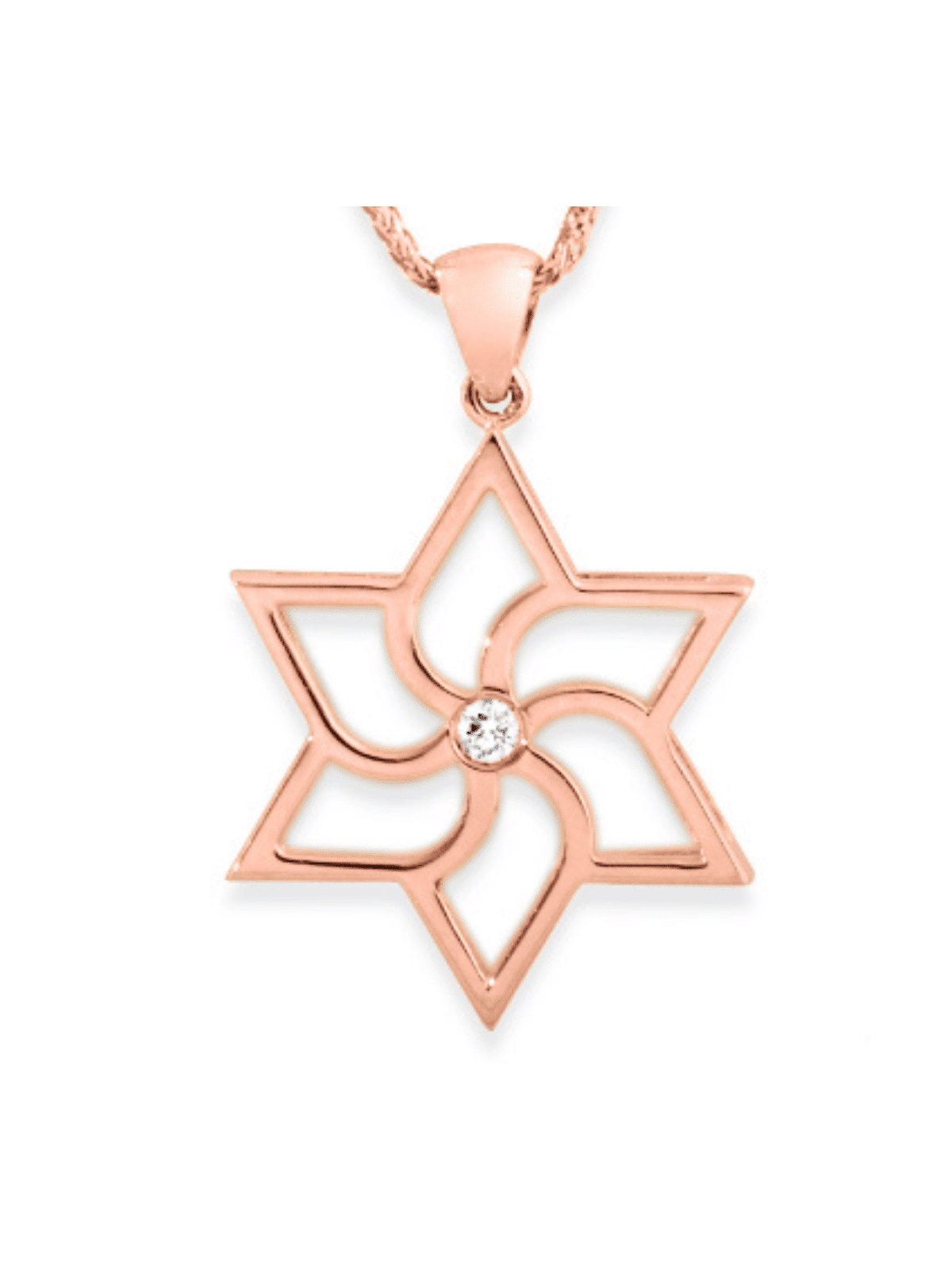 שרשרת מגן דוד גיאומטרית רוז גולד עם די , מתנות ט"ו באב , א